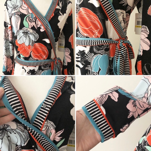 ECI | Floral Printed Faux Wrap Tie Waist Dress NWT - Picture 5 of 10